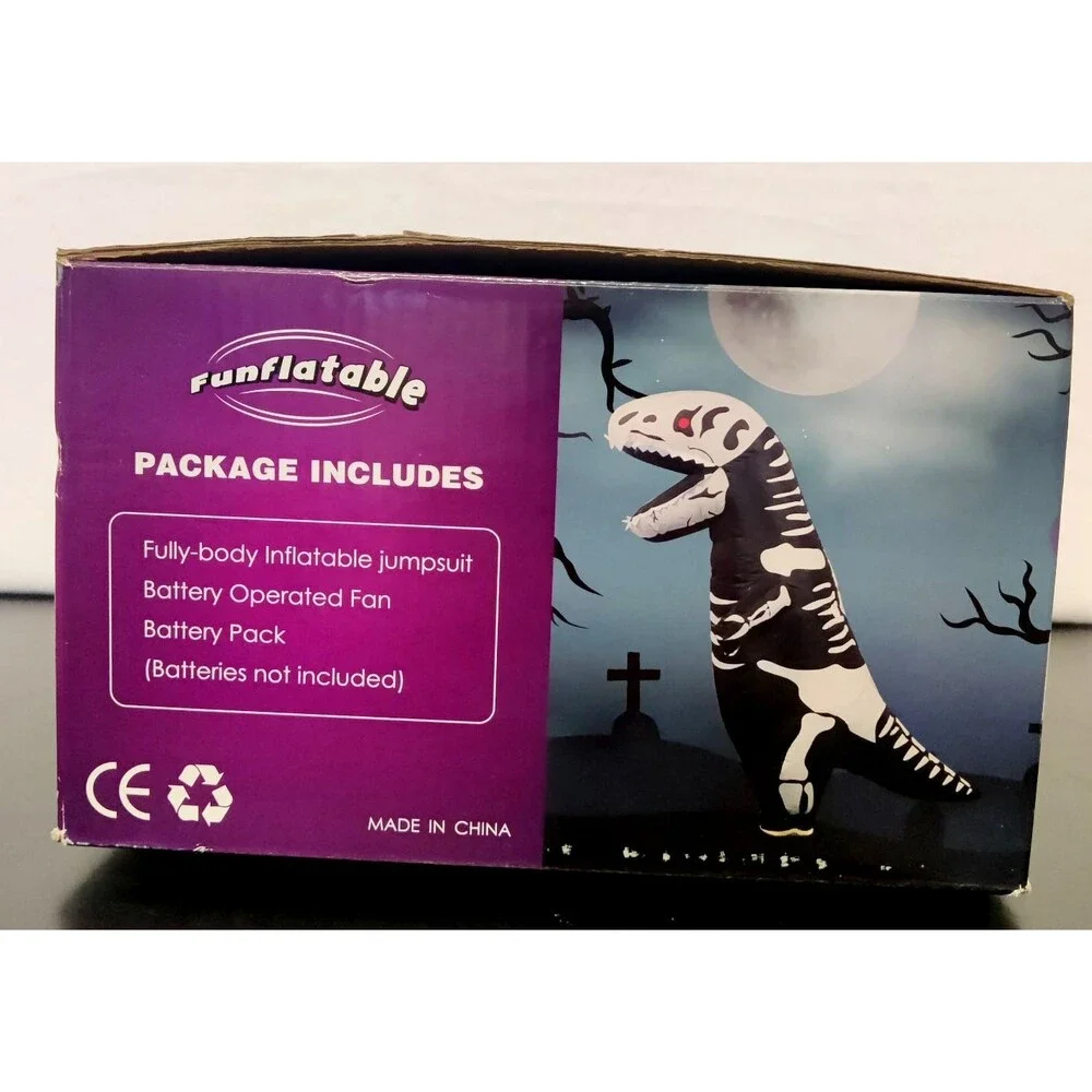 Kids Skeleton T Rex Inflatable Costume Blow Up Dinosaur Suit Halloween NEW